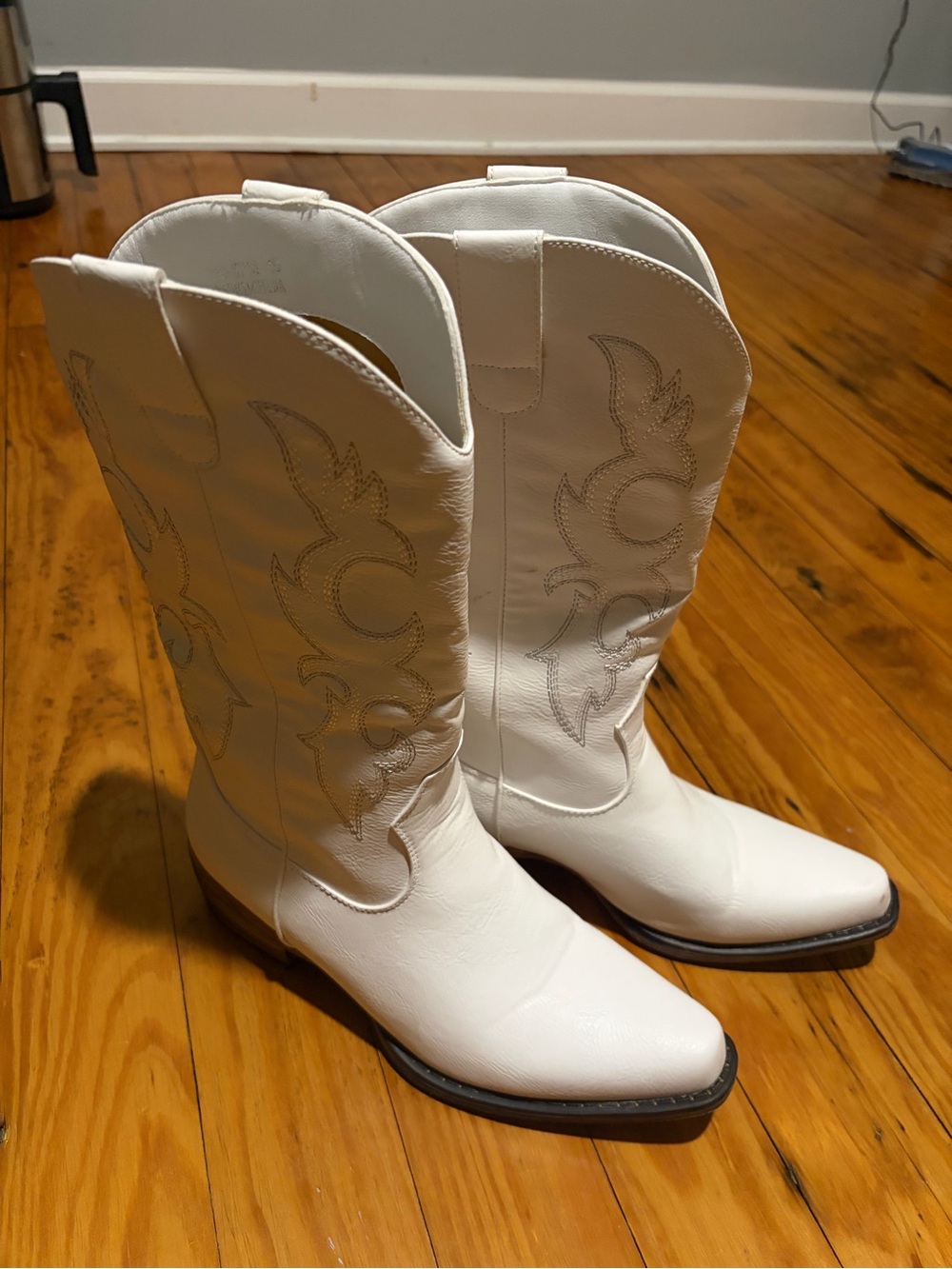 Amazon White Women's Western Embroidered Mid-Calf Boots